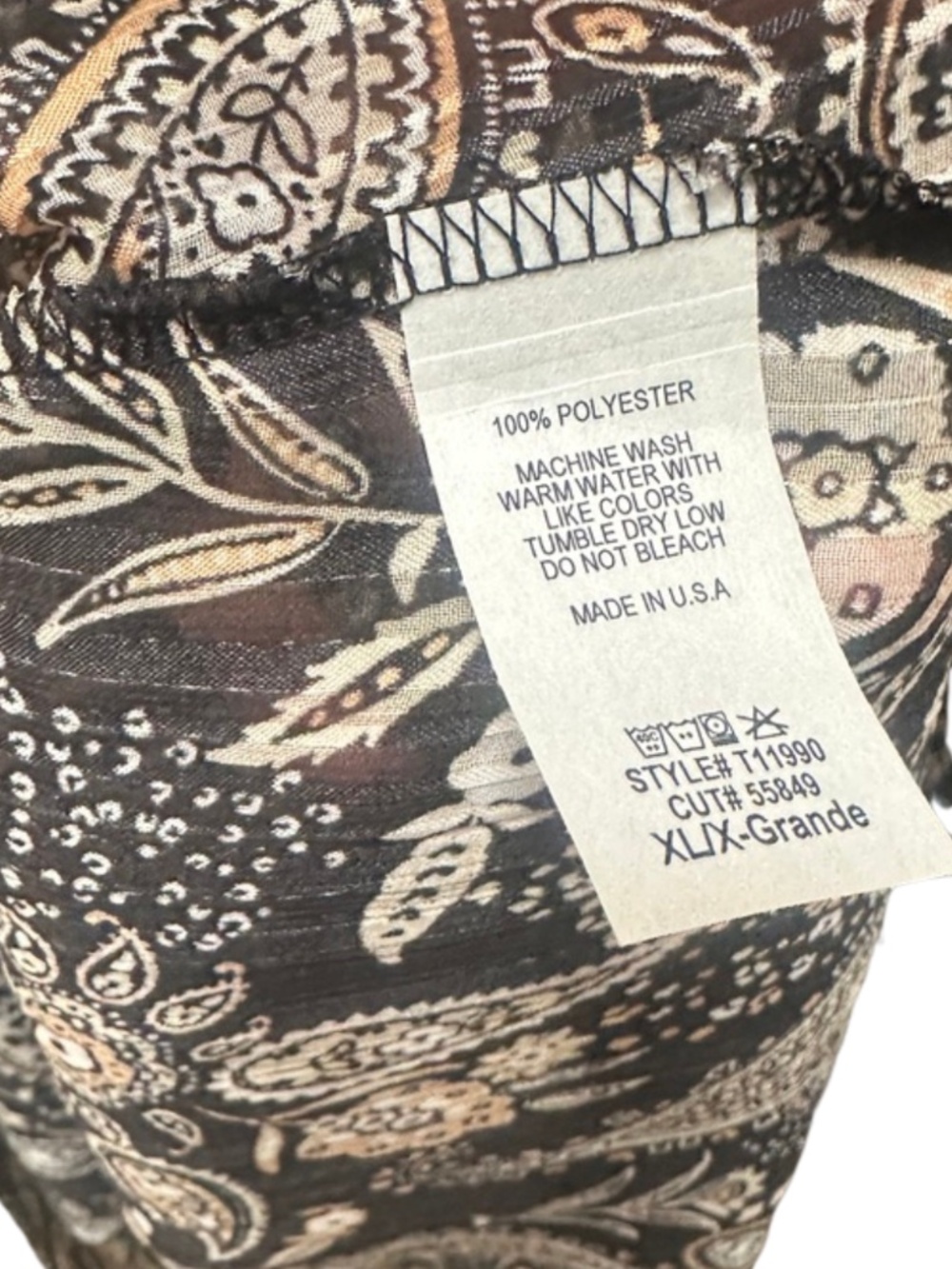 NEW First Love Black Paisley Printed Long Sleeve Blouse - Women's XL - Picture 5 of 5